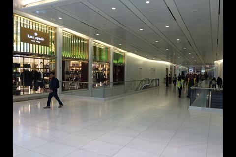 Several walkways branch off the Oculus, taking visitors to other sections of the mall.